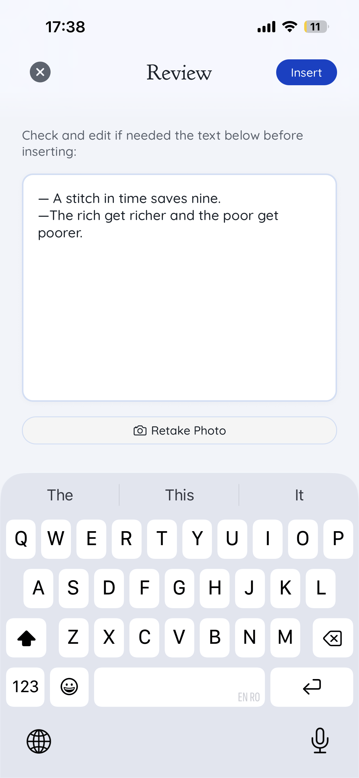 Extracted notes text
